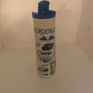 Starbucks Been There Series Fukuoka thermos with blue plastic cap, 2021. NWOT